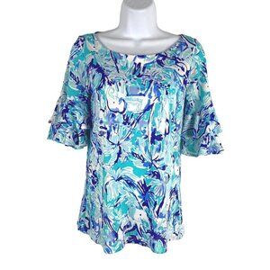 Lilly‎ Pulitzer Lula Top Tropical Turquoise Elephant Appeal XXS NWT TP-2088